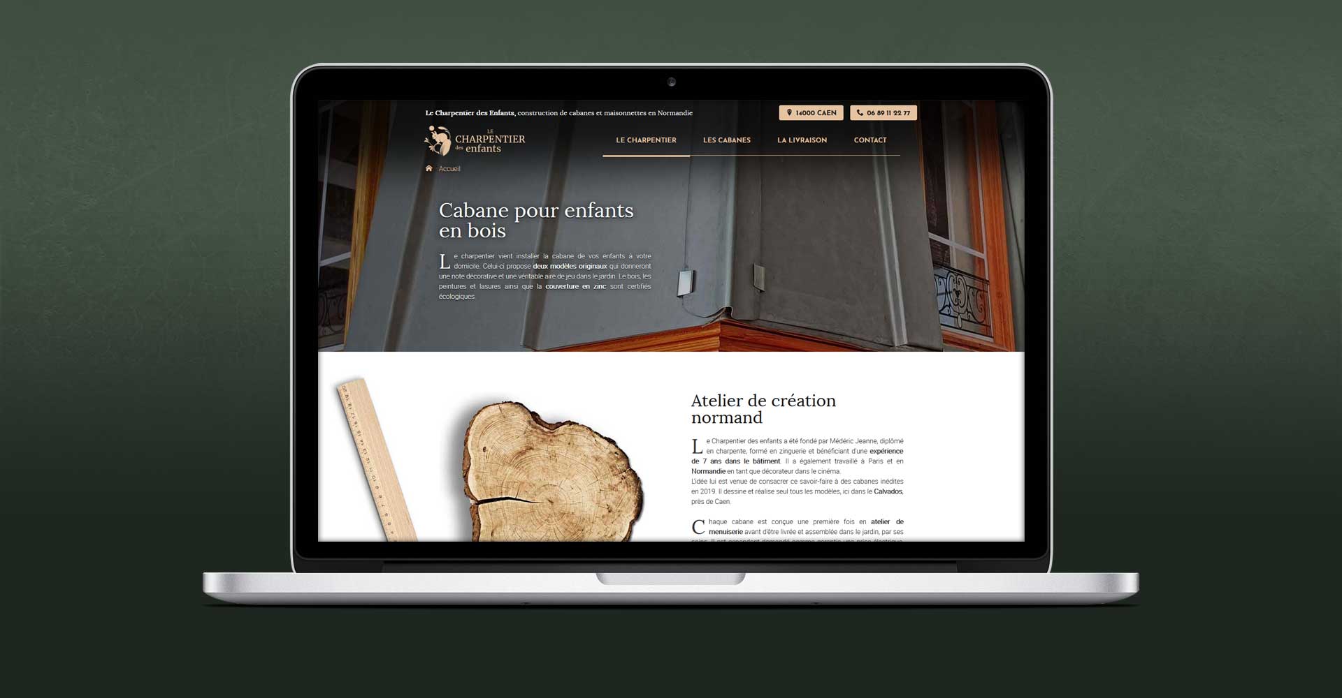 Vue du site sur une laptop