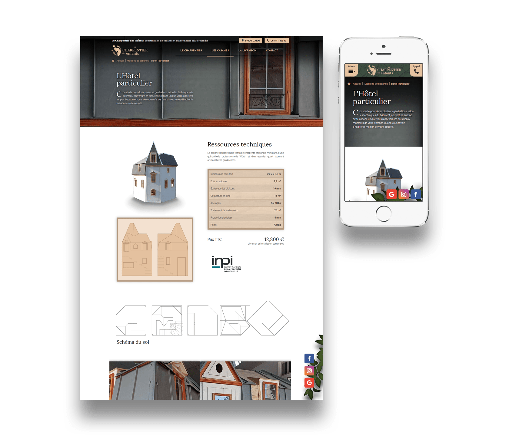 Page produit sur laptop et mobile