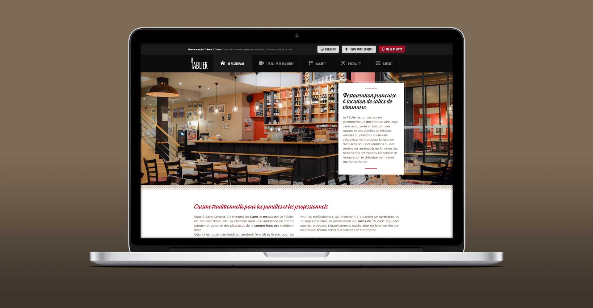 Vue du site sur une tablette