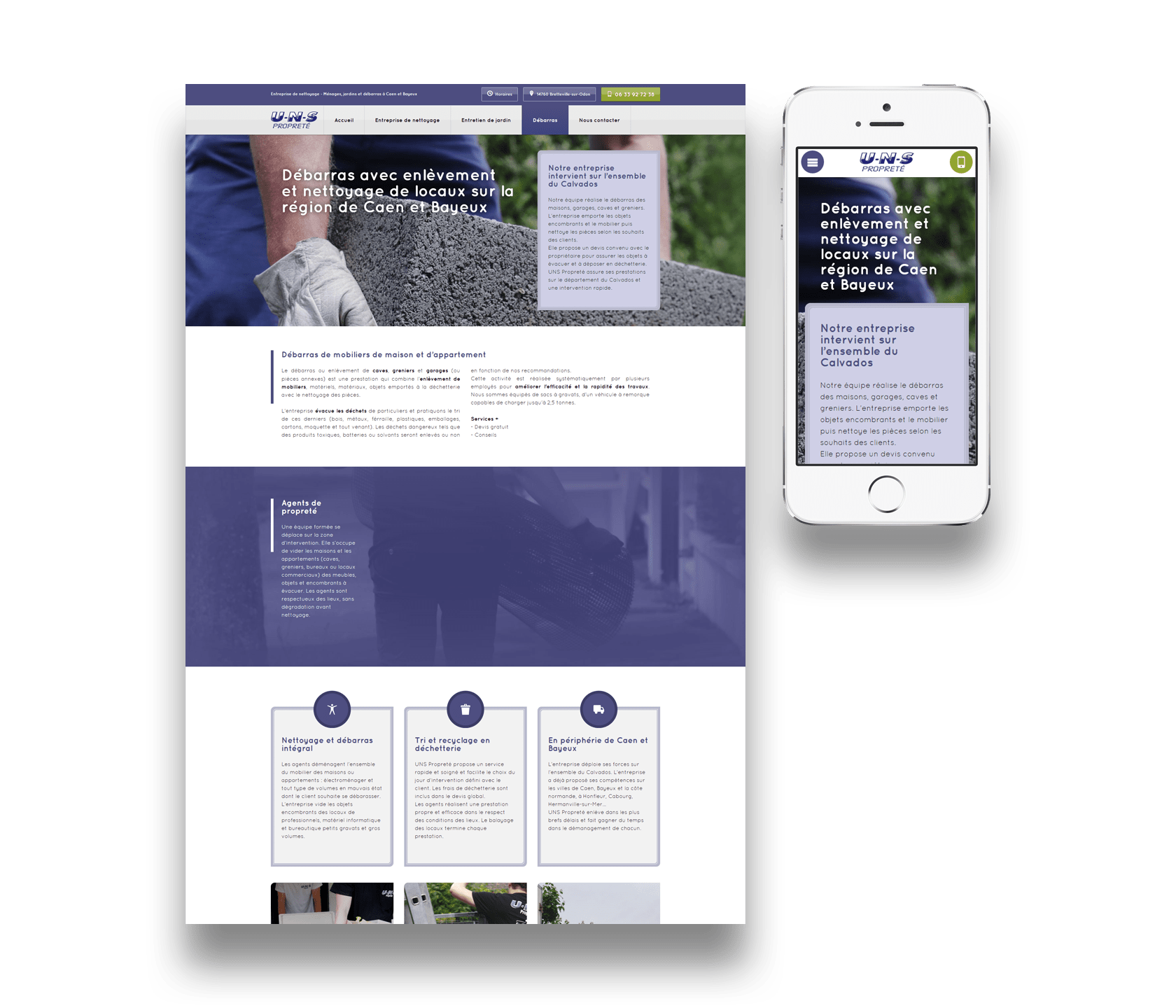 UNS Propreté aperçu maquette et smartphone
